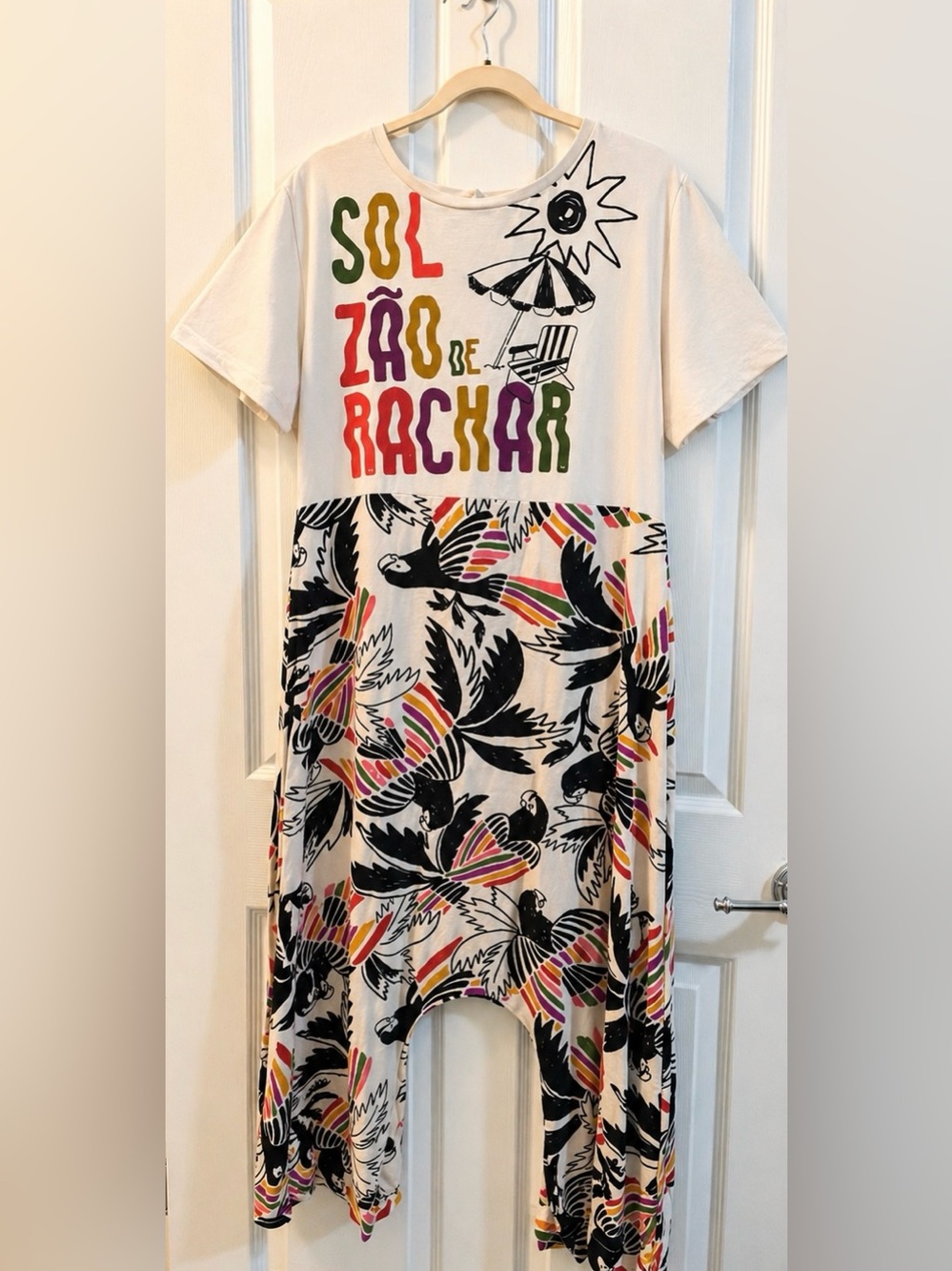 FARM Rio White Tropical-Print Wide-Leg Jumpsuit XL - Picture 5 of 6